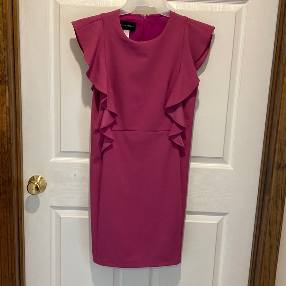 Donna Morgan Pink Ruffle Sleeve Dress
